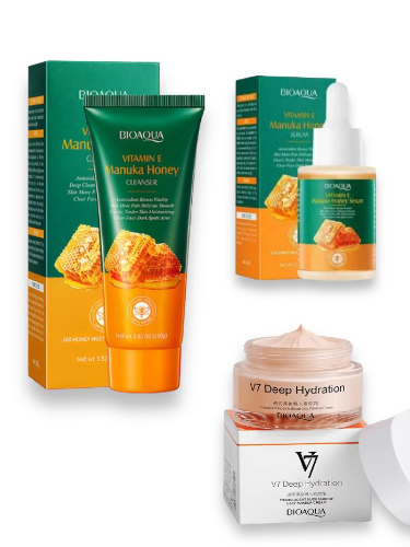 COMBO CUIDADO FACIAL MIEL MULTI-EFFECT V7 X3 UNDS,SERUM,JABON Y CREMA REF COMB-MIELV7